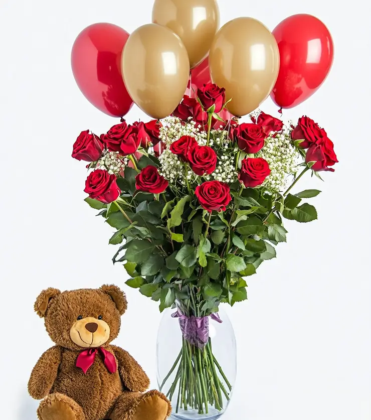 Roses Balloons Teddy